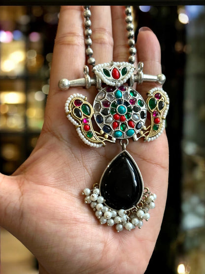 Dual Tone Sarika Long Necklace Set