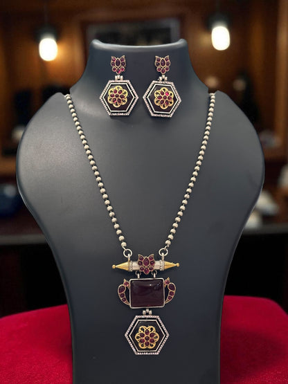 Dual Tone Anushka Long Necklace Set