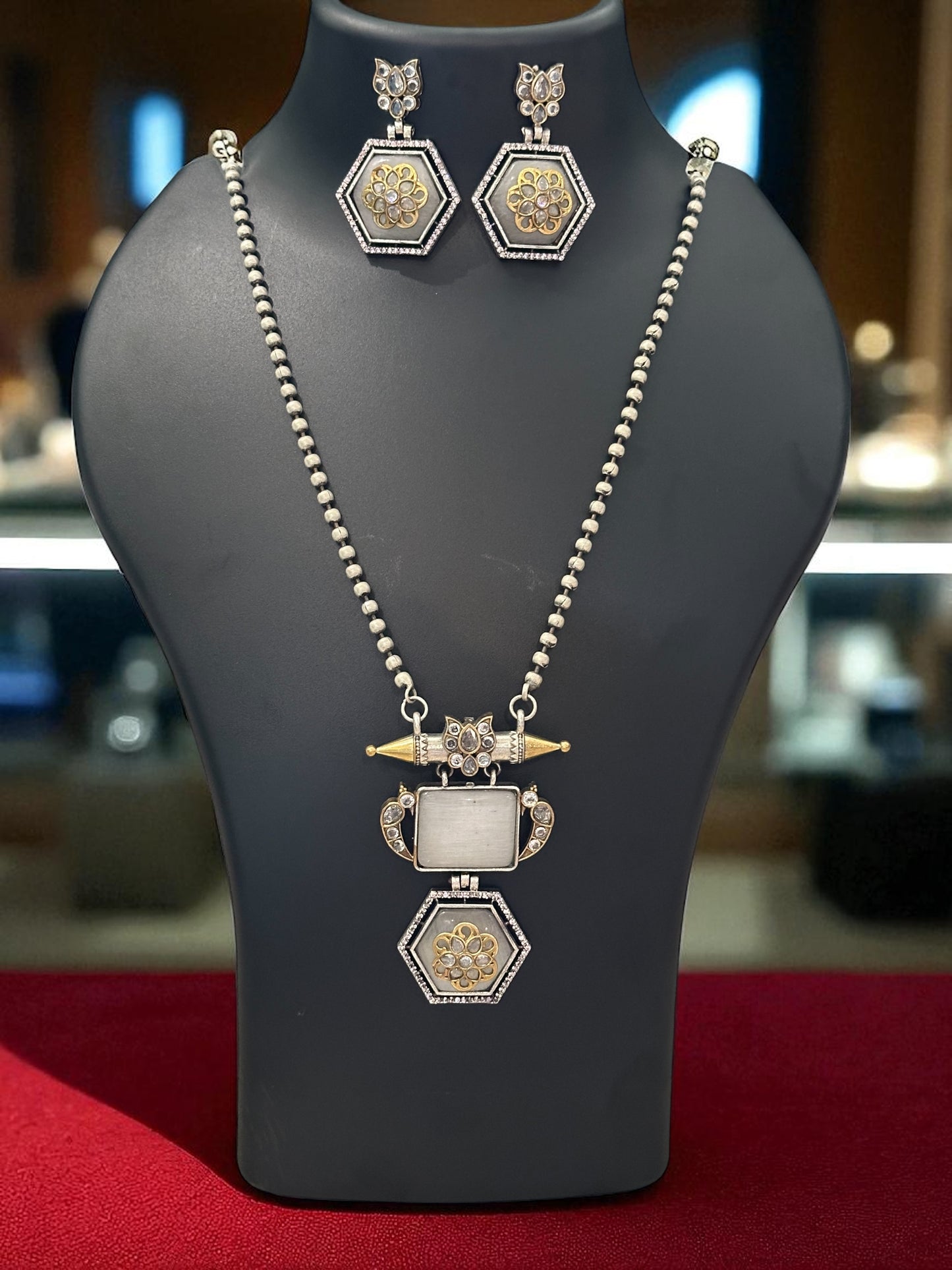 Dual Tone Anushka Long Necklace Set