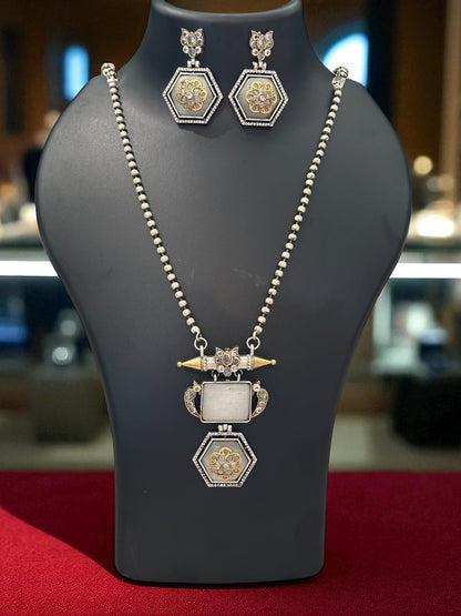 Dual Tone Anushka Long Necklace Set