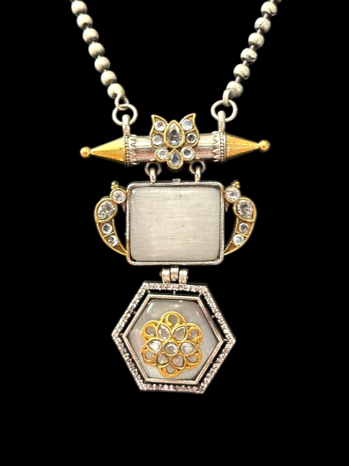 Dual Tone Anushka Long Necklace Set