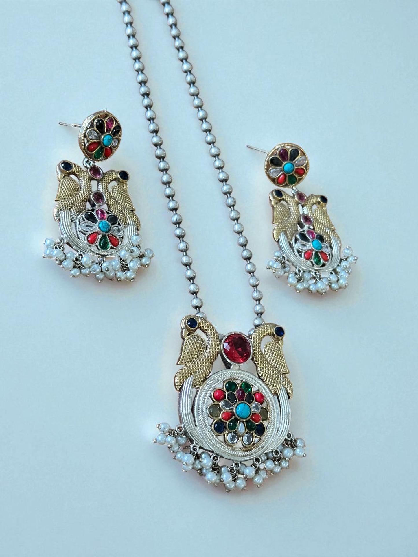Dual Tone Himani Long Necklace Set
