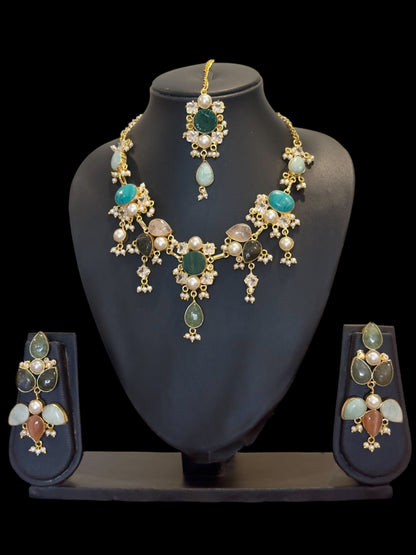 Maanvi Statement Necklace Set with Tikka