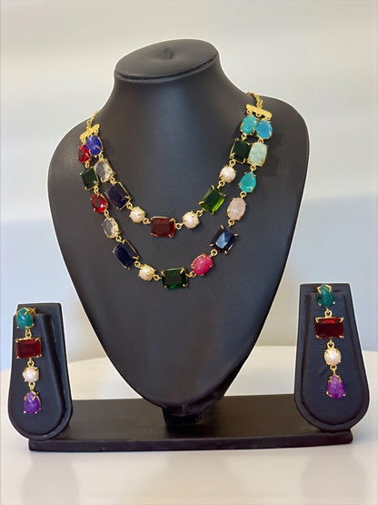 Aakriti Statement Stone Necklace Set