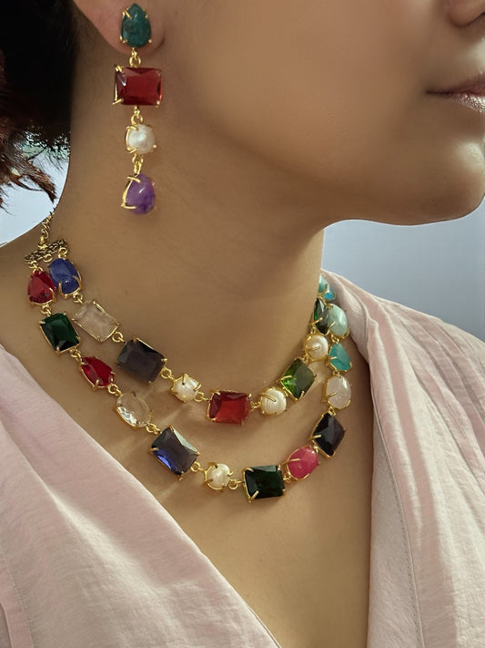 Aakriti Statement Stone Necklace Set