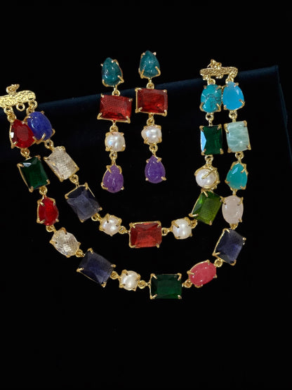 Aakriti Statement Stone Necklace Set