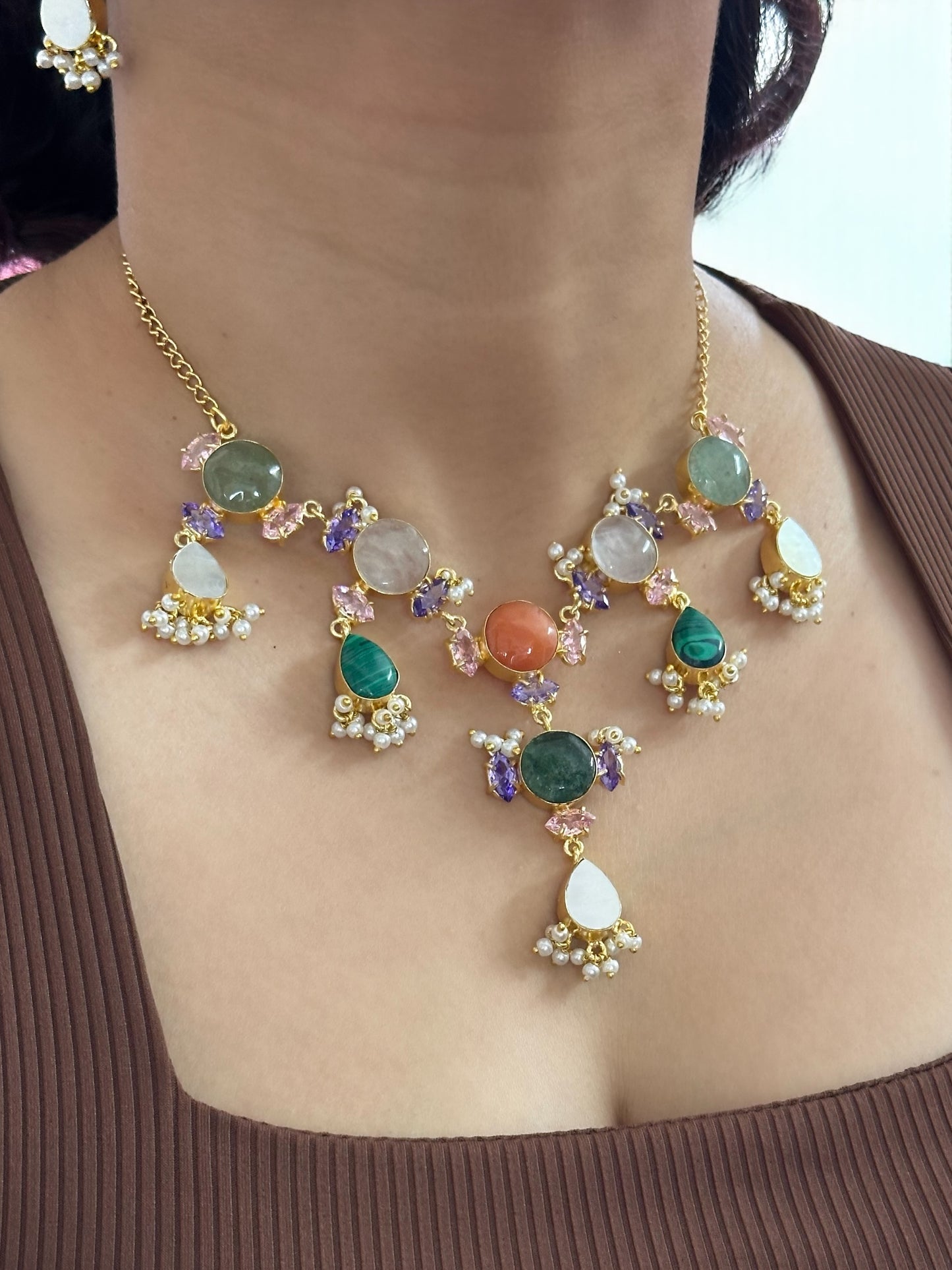 Sunaina Statement Stone Necklace Set