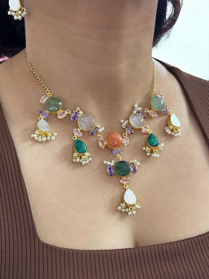 Sunaina Statement Stone Necklace Set