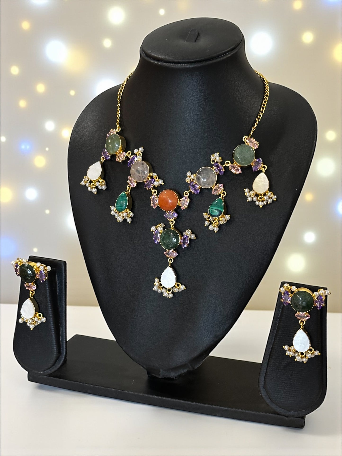 Sunaina Statement Stone Necklace Set