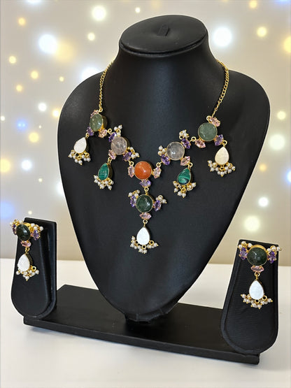 Sunaina Statement Stone Necklace Set