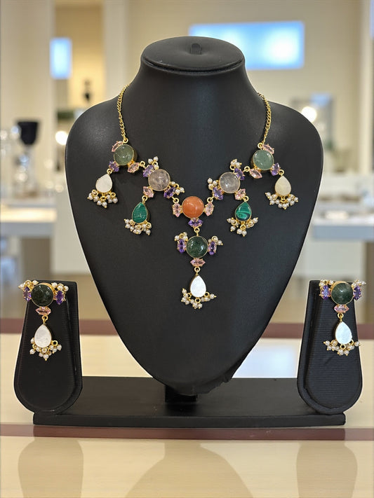 Sunaina Statement Stone Necklace Set