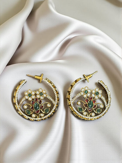 Phulwari Moissanite Hoop Earrings