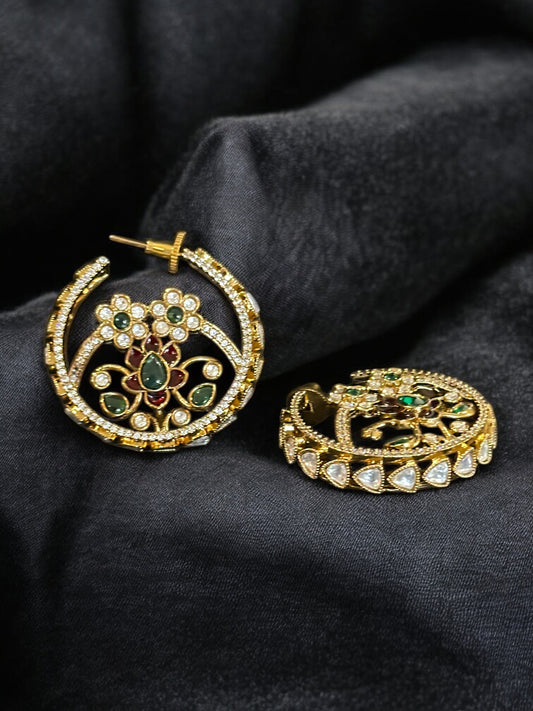 Phulwari Moissanite Hoop Earrings