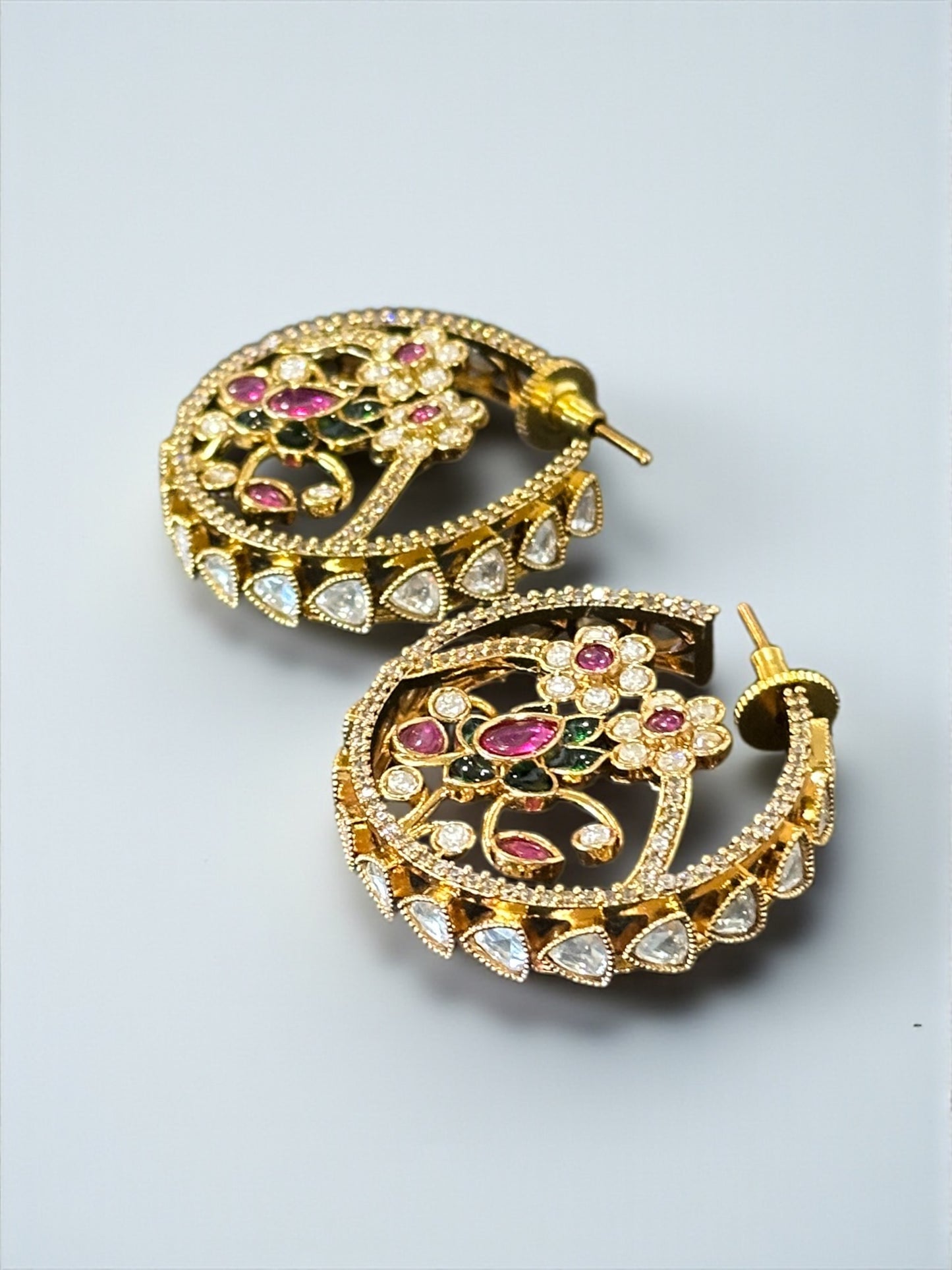 Phulwari Moissanite Hoop Earrings