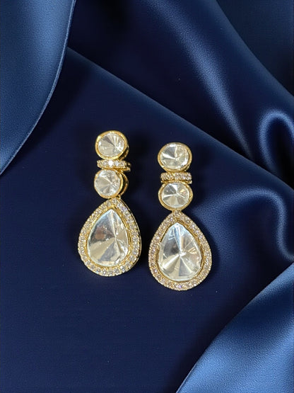 Ira Moissanite Polki Drop Earrings