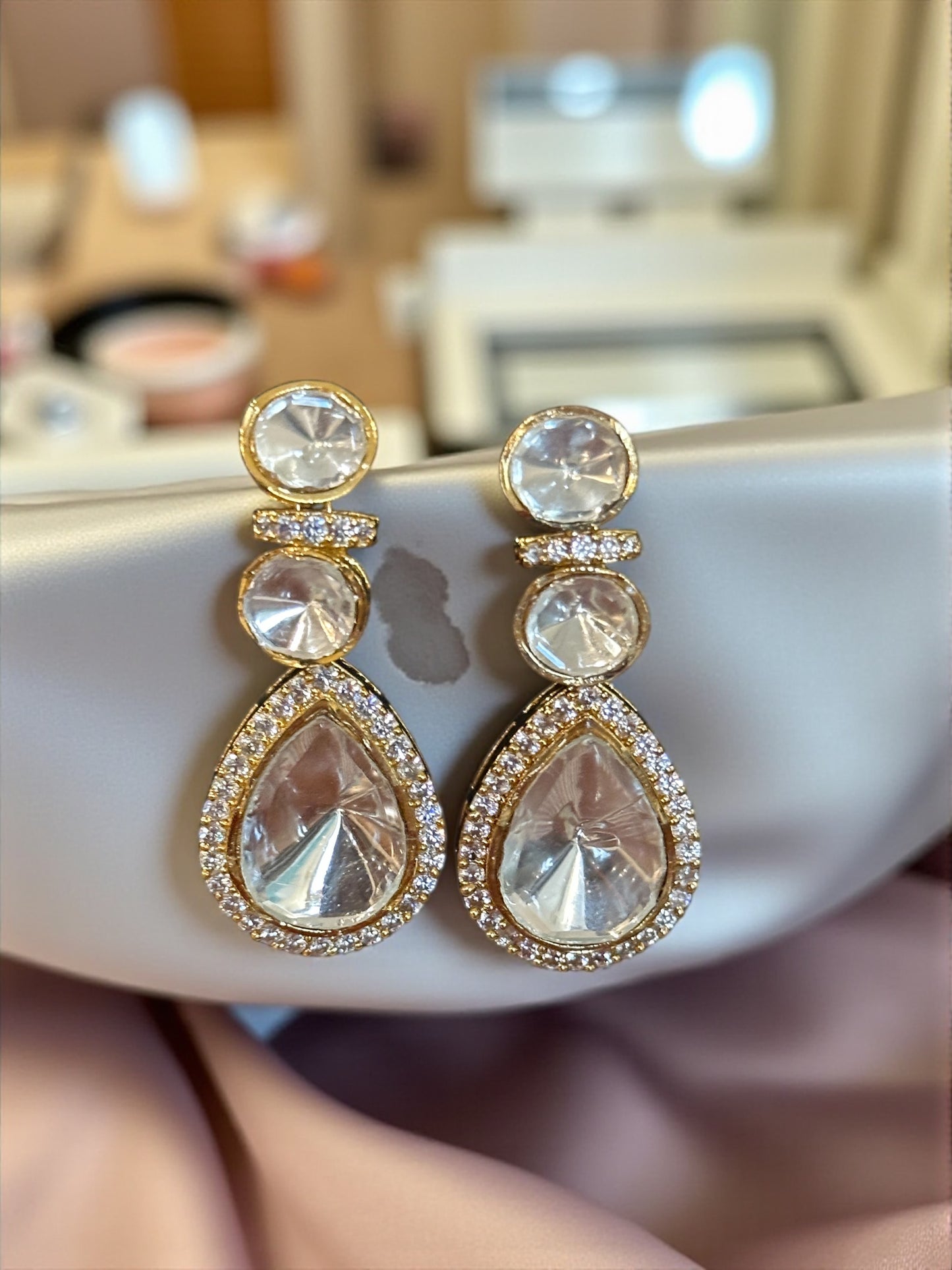 Ira Moissanite Polki Drop Earrings