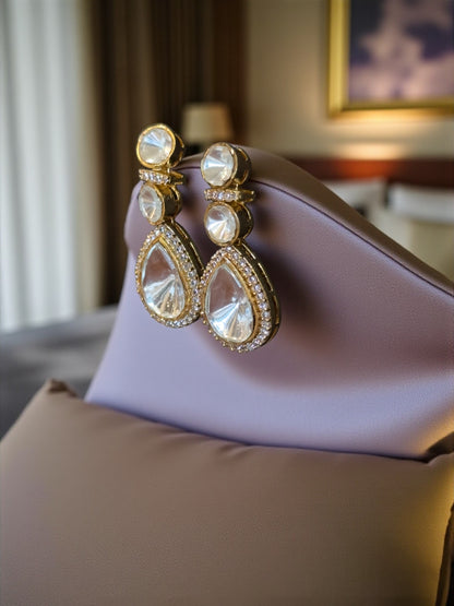 Ira Moissanite Polki Drop Earrings