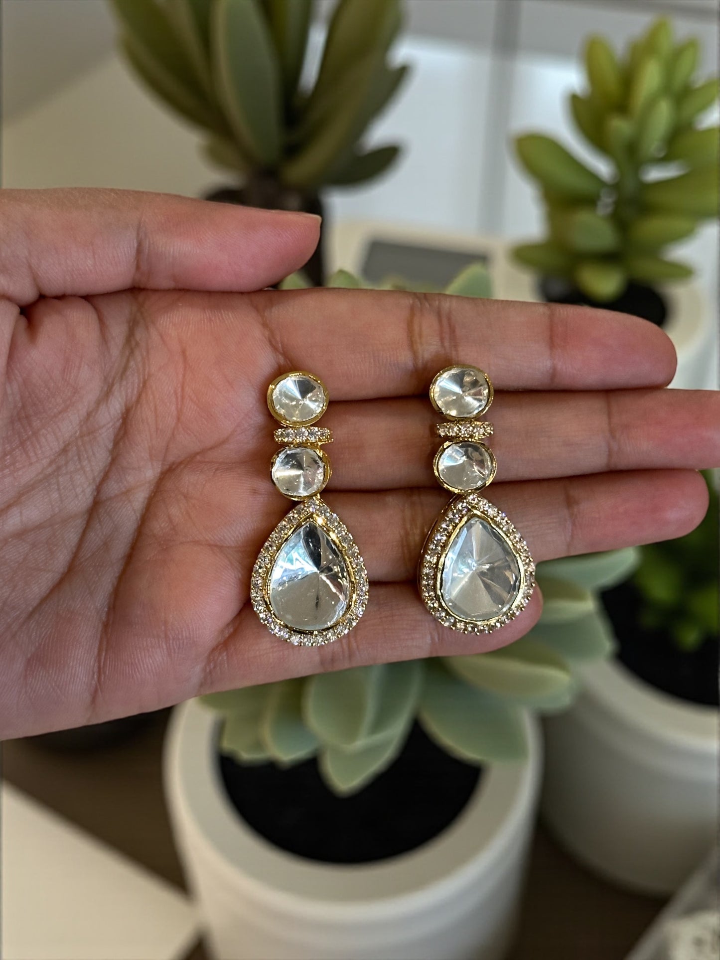 Ira Moissanite Polki Drop Earrings