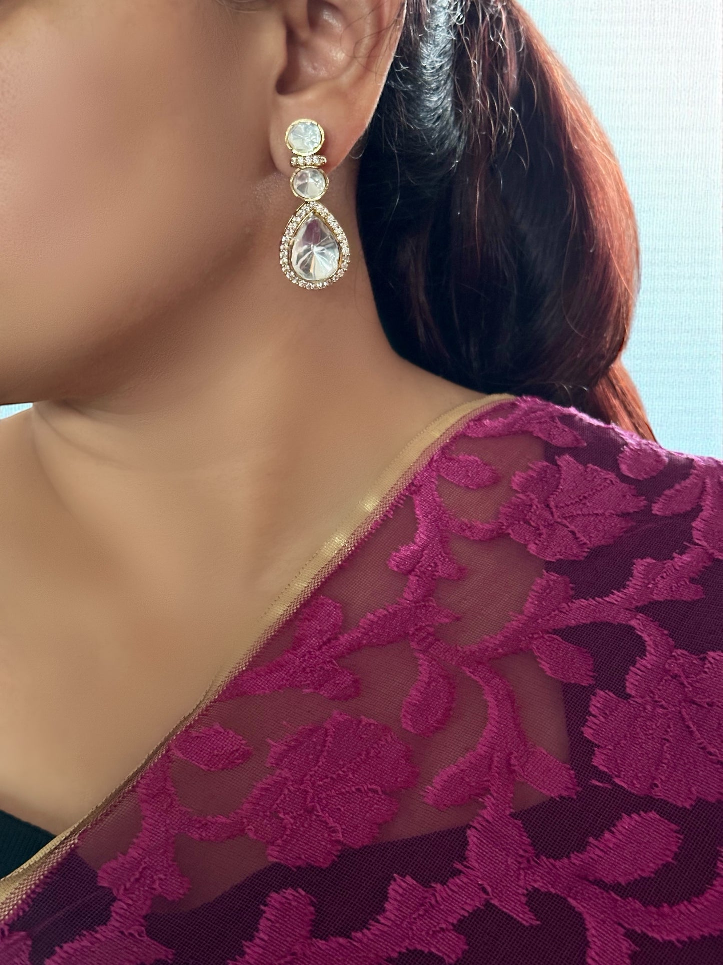 Ira Moissanite Polki Drop Earrings