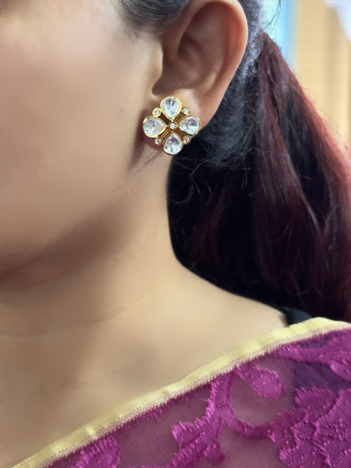 Nimisha Moissanite Polki Studs