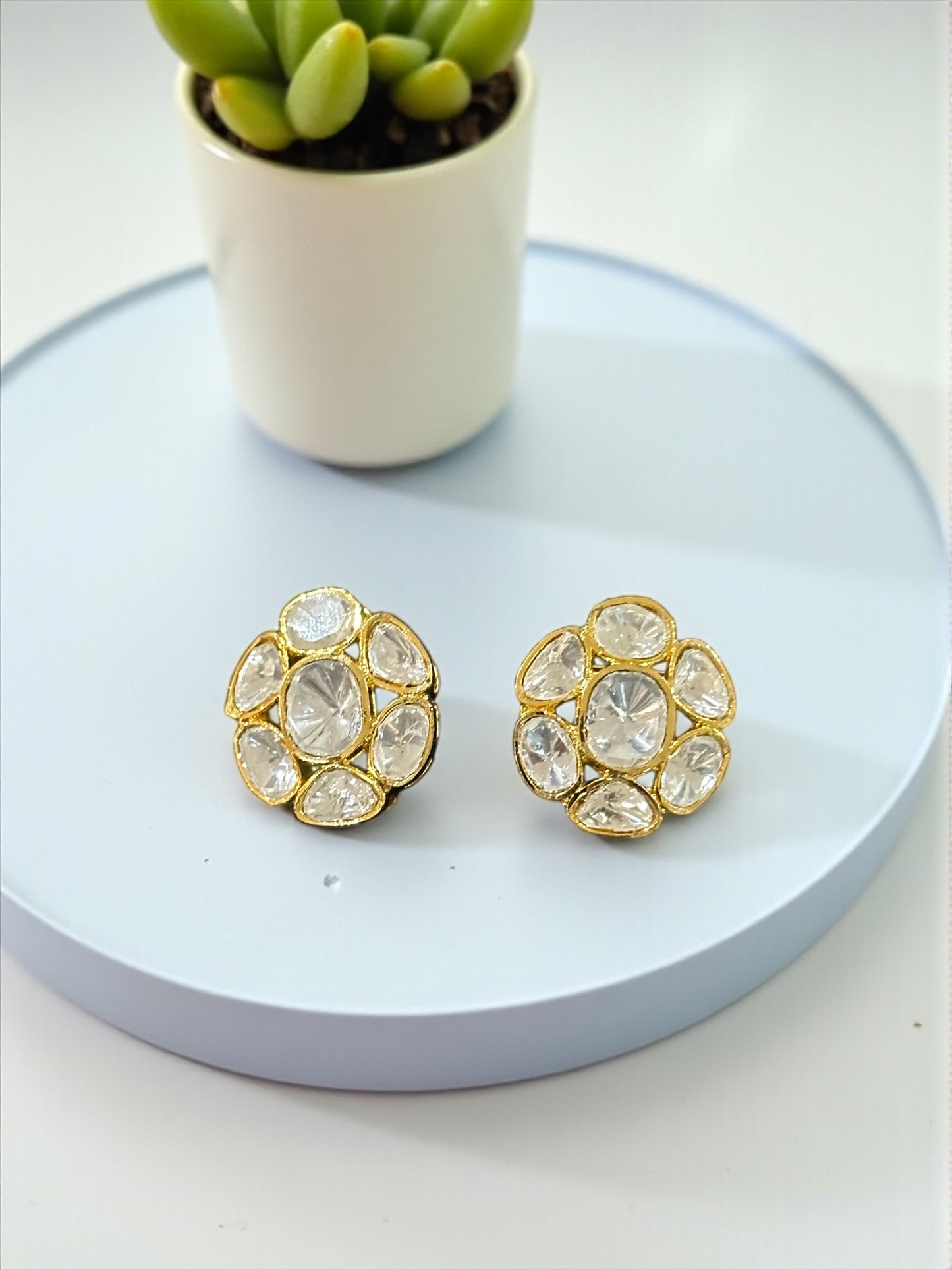 Tanisha Moissanite Polki Studs