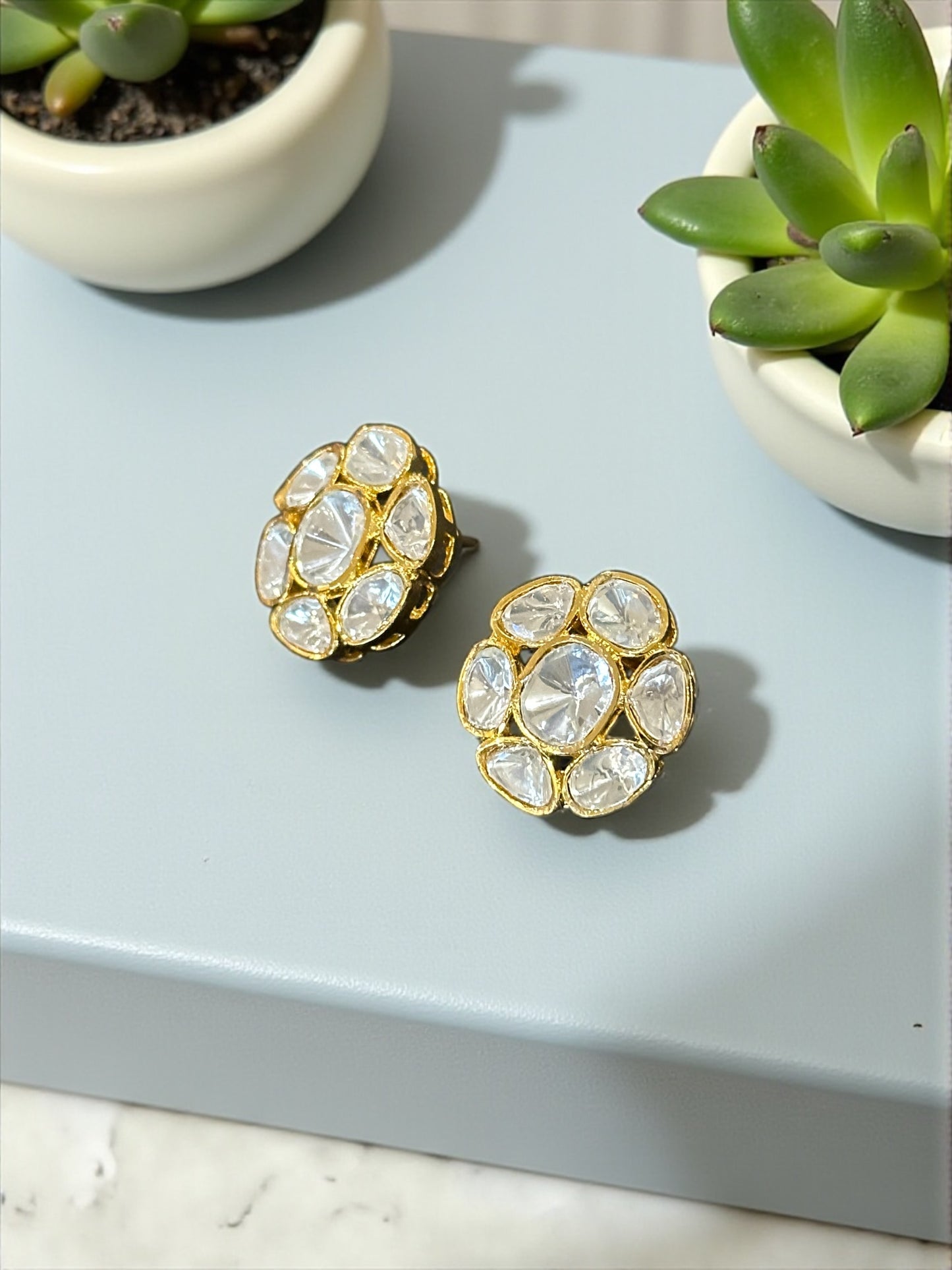 Tanisha Moissanite Polki Studs