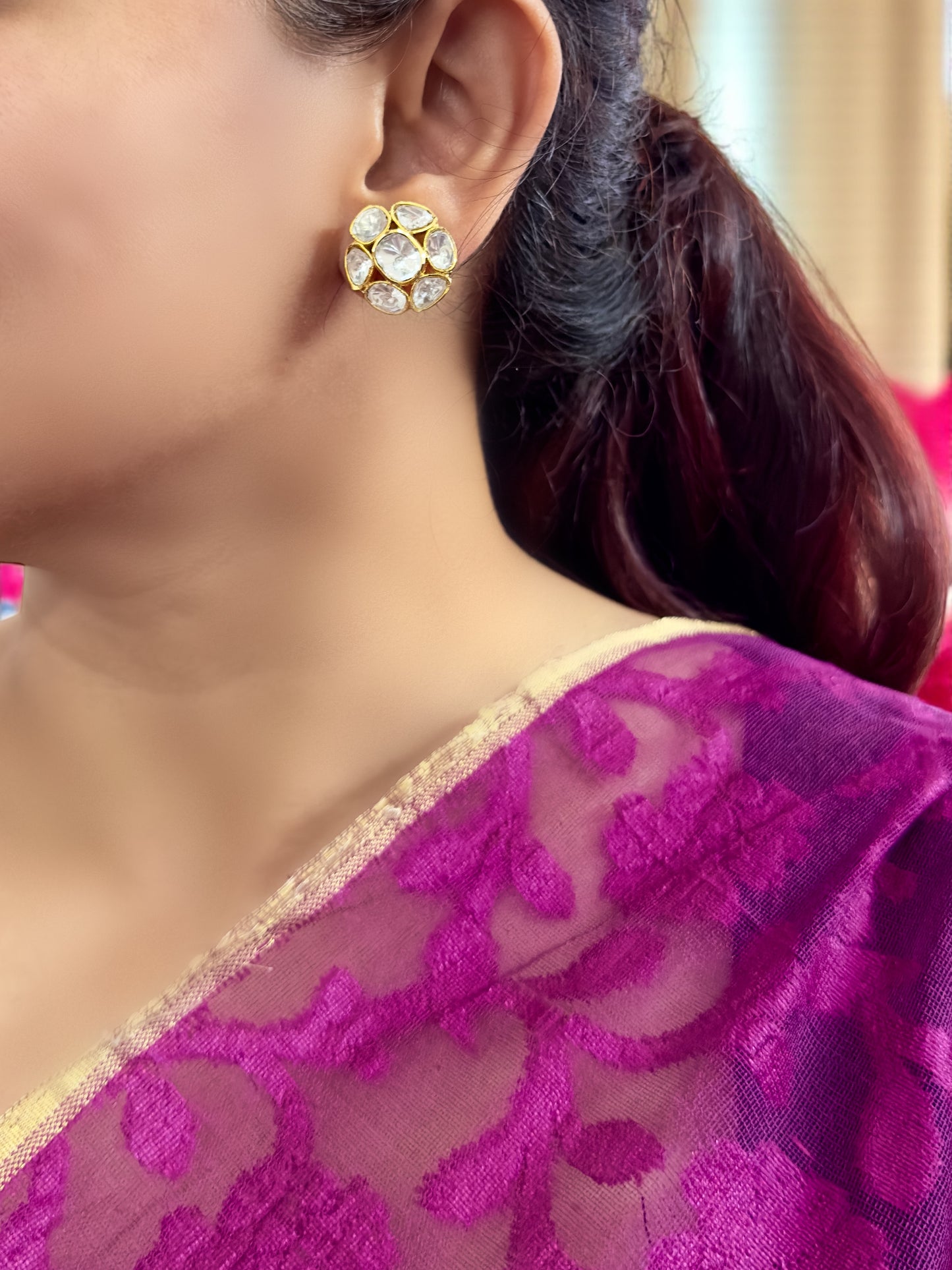 Tanisha Moissanite Polki Studs