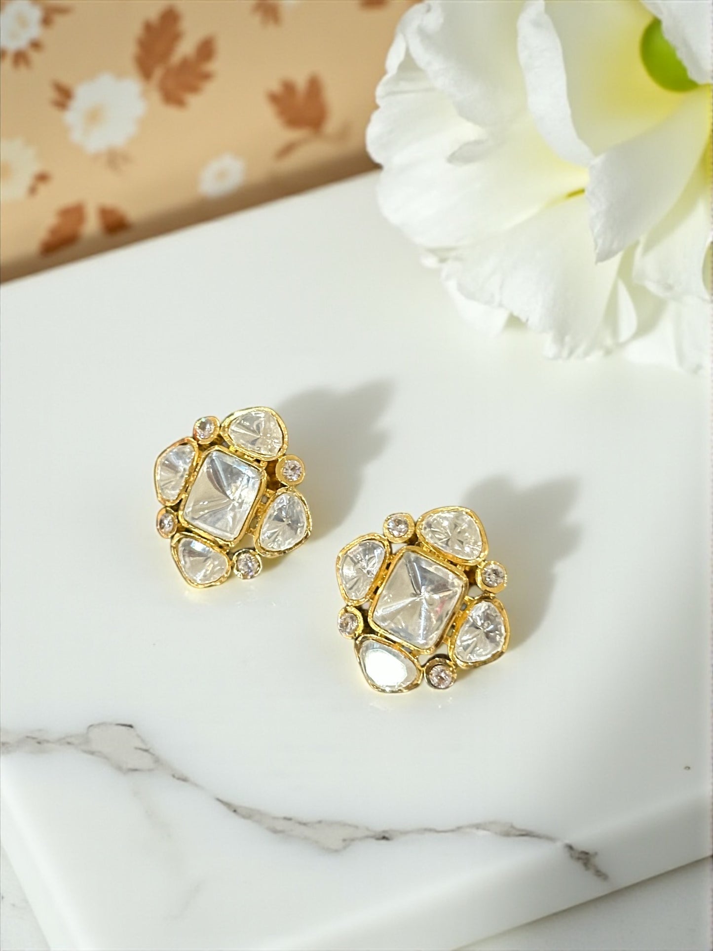 Tanisha Moissanite Polki Studs