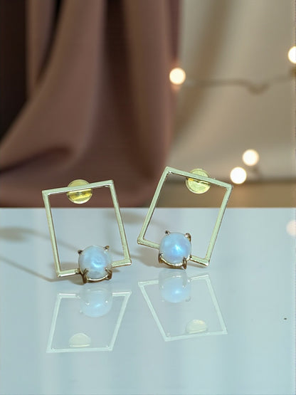 Pihu Rectangle Pearl Studs