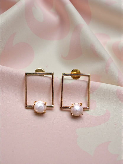 Pihu Rectangle Pearl Studs