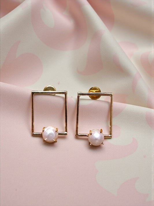 Pihu Rectangle Pearl Studs