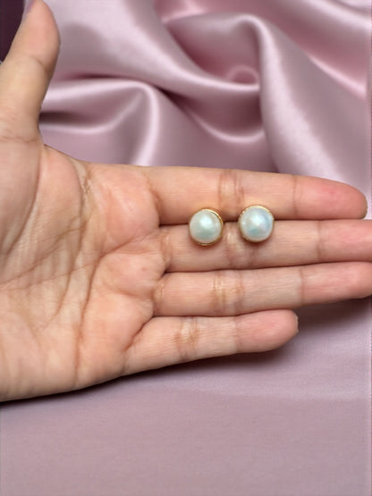 Classic Bazel Pearl Studs