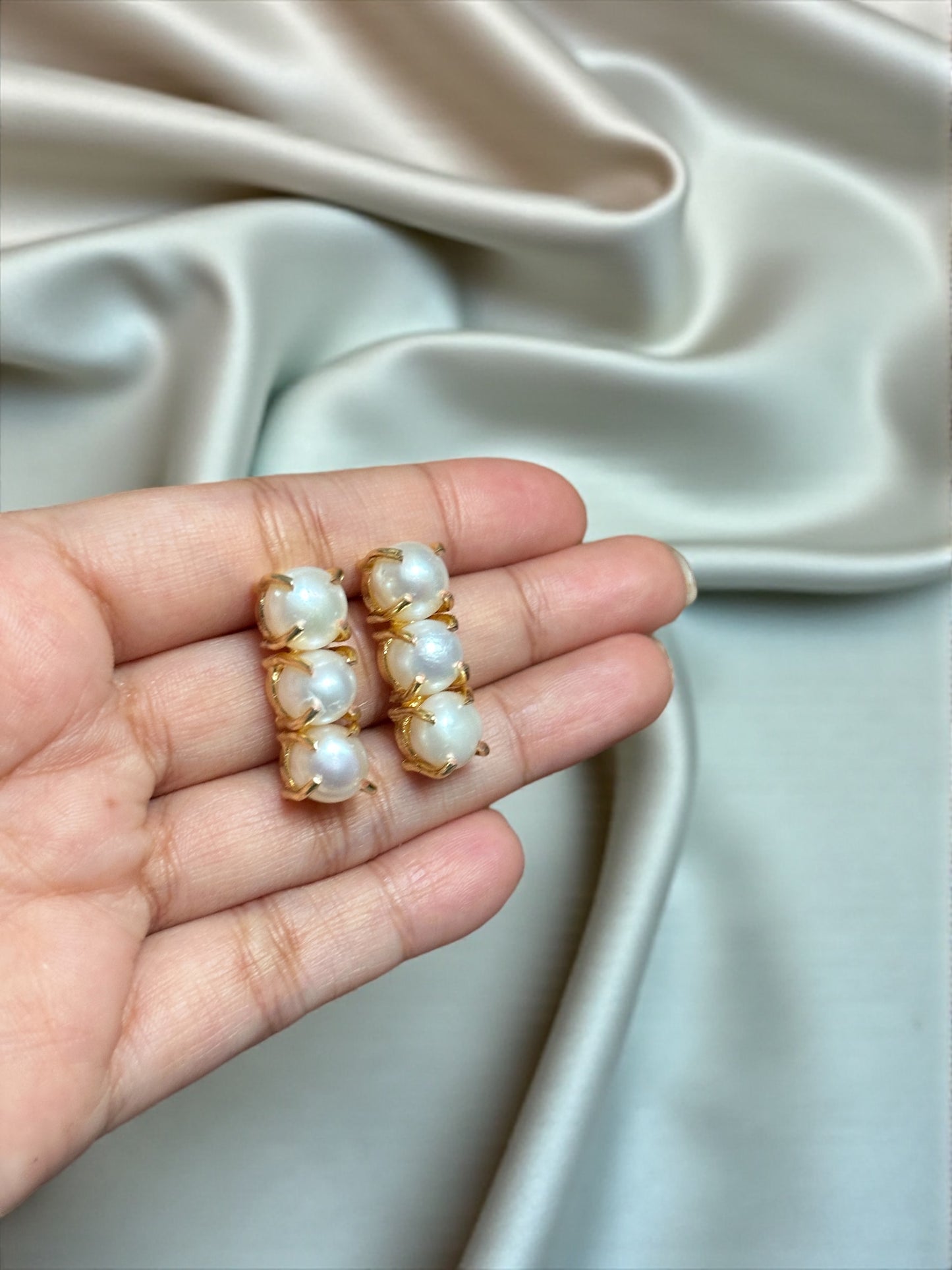 Samara Three Pearl Studs
