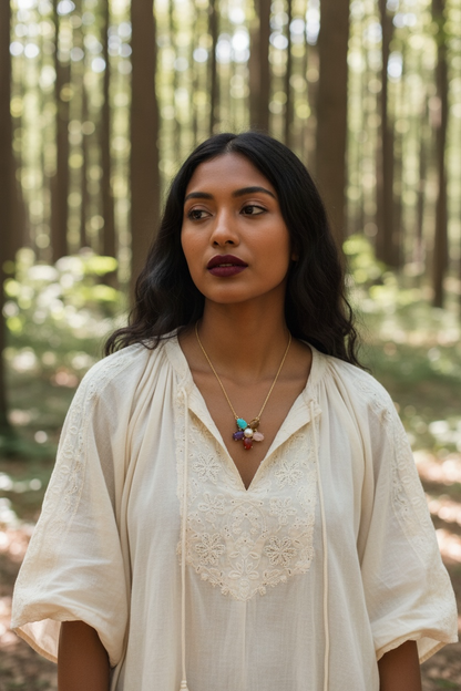 Pretty Little Flower Stone Necklace