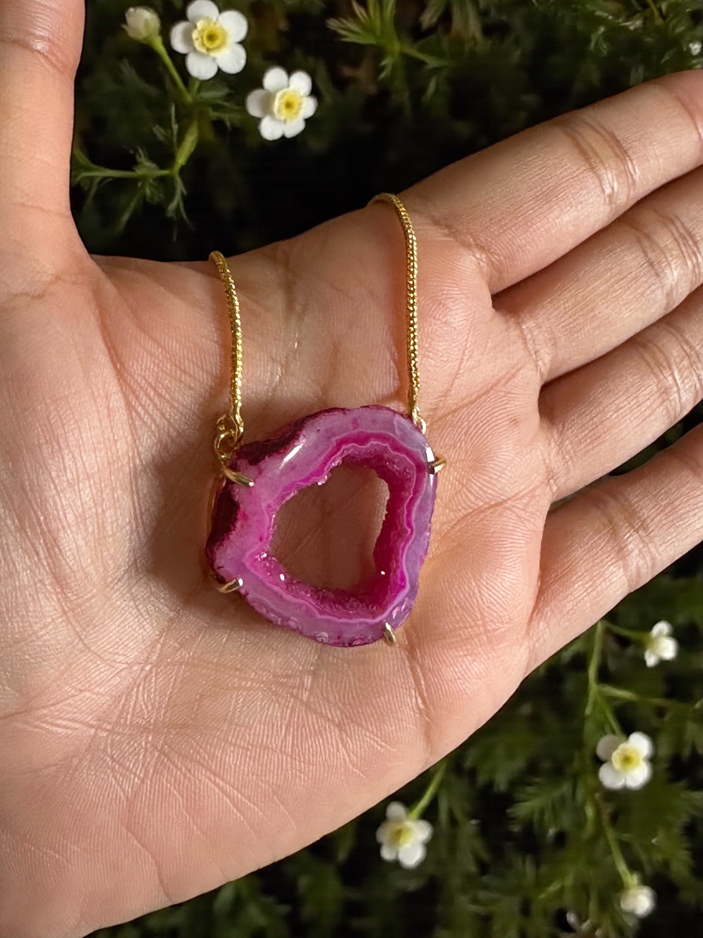 Amora Druzy Agate Slice Necklace