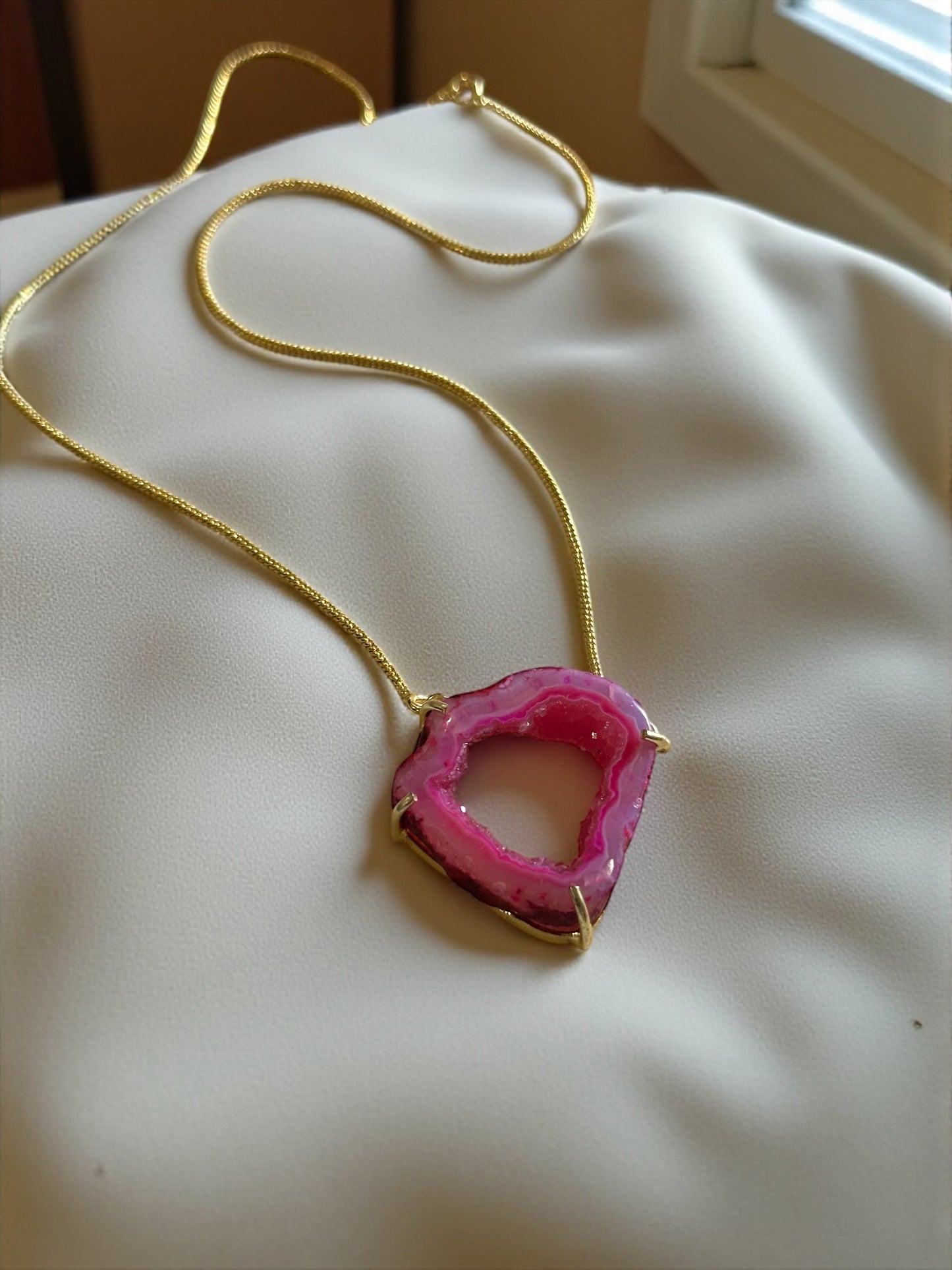 Amora Druzy Agate Slice Necklace