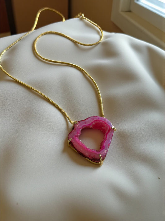 Amora Druzy Agate Slice Necklace