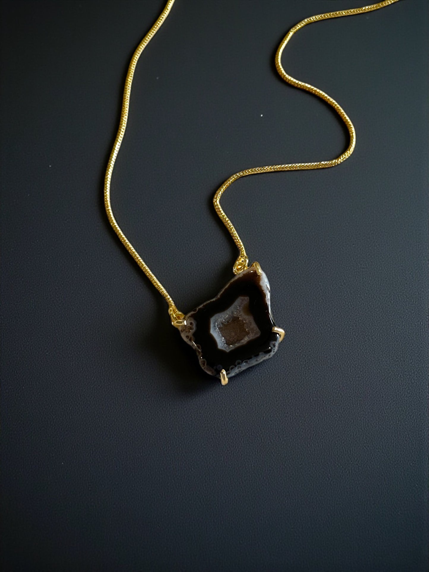 Amora Druzy Agate Slice Necklace