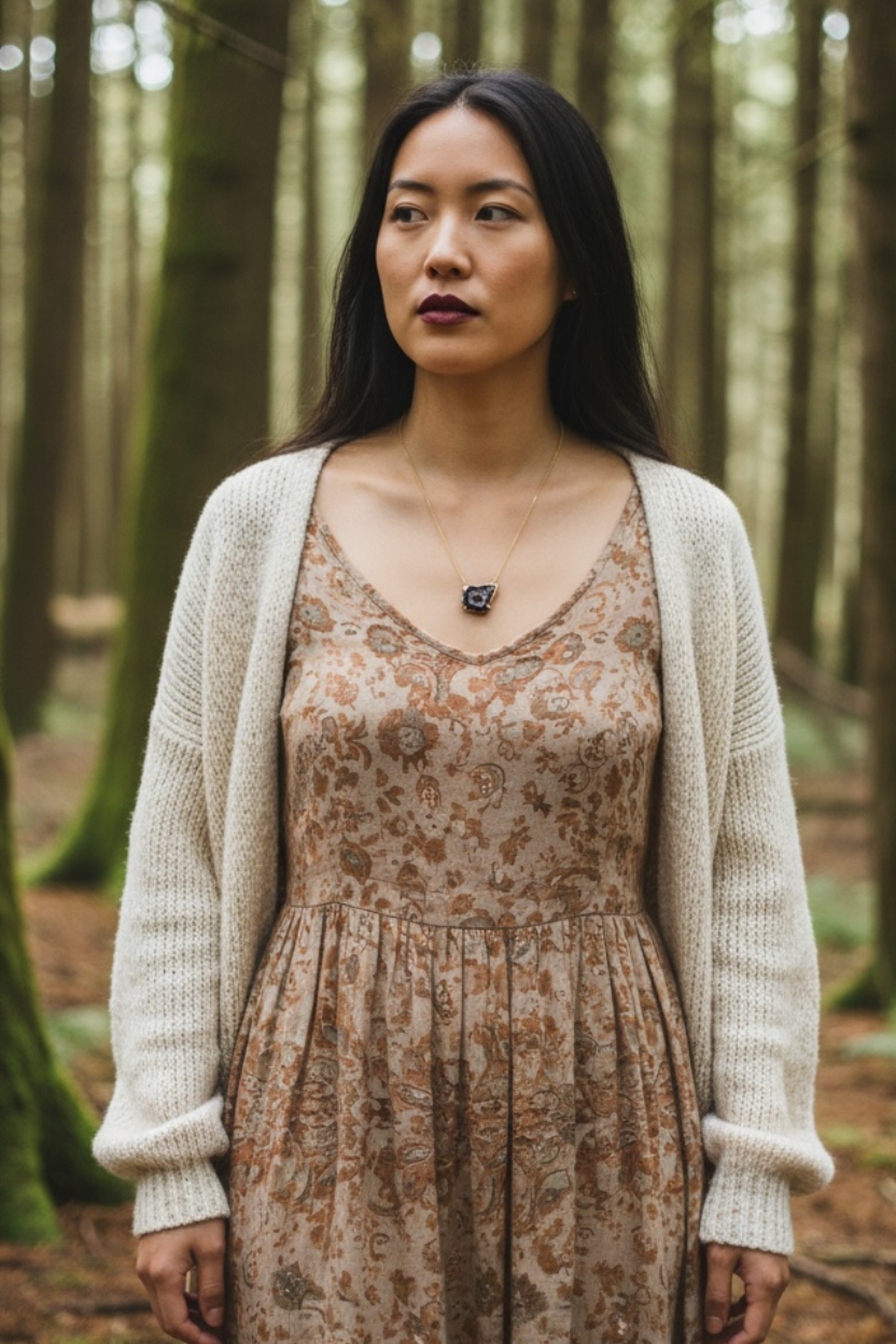 Amora Druzy Agate Slice Necklace