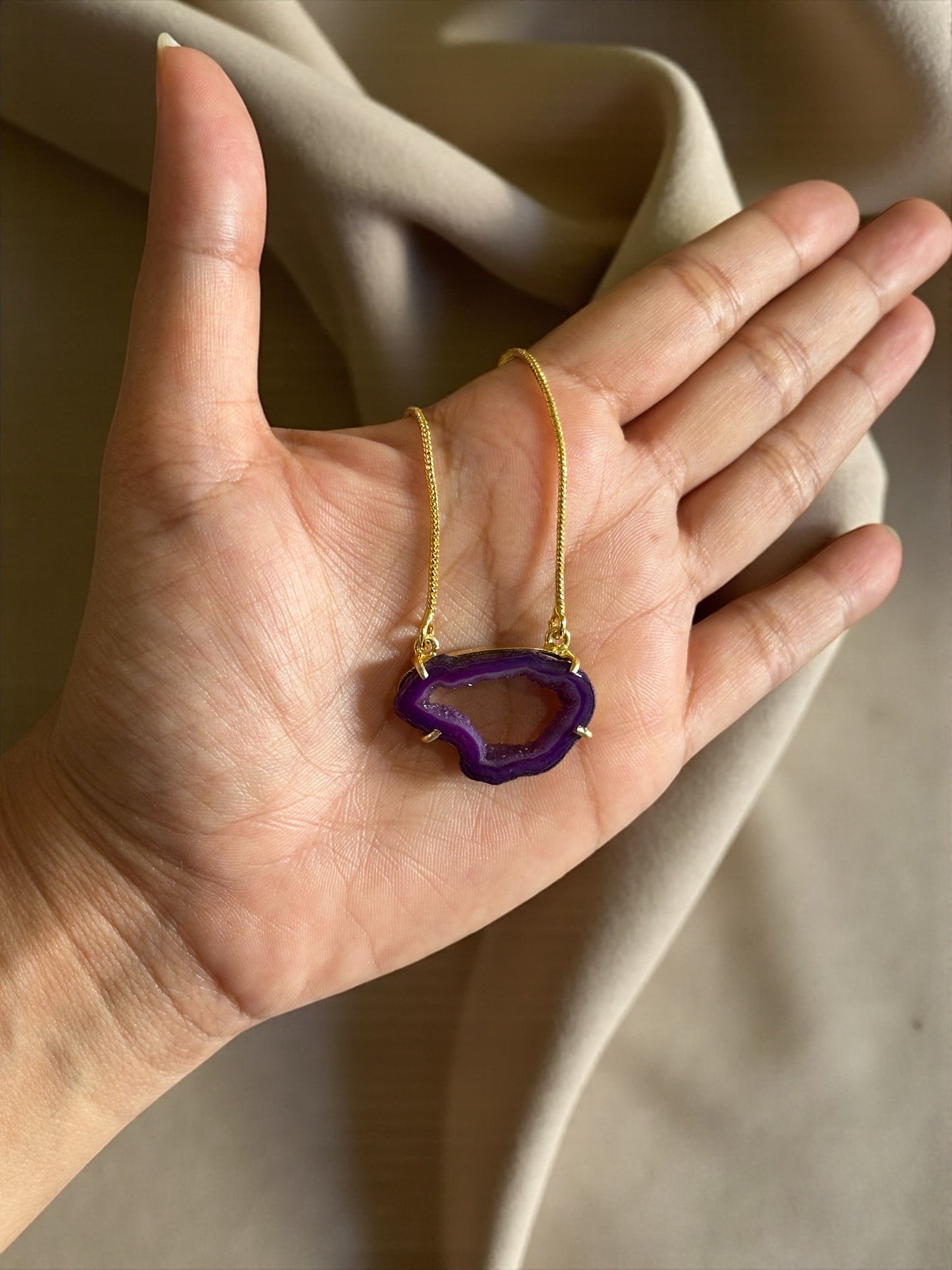 Amora Druzy Agate Slice Necklace