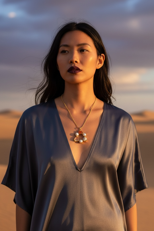 Infinity Circle Stone and Pearl Necklace