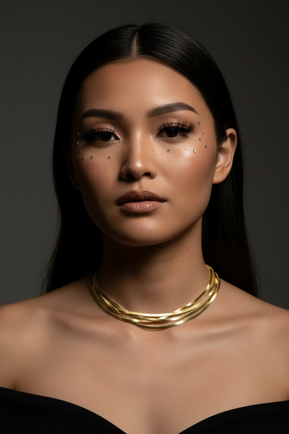 Flat Noodle Statement Gold Plated Hasli