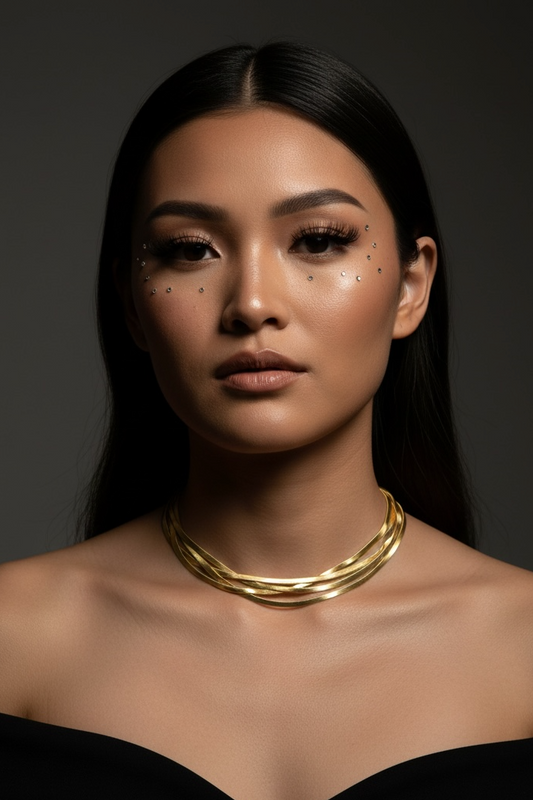 Flat Noodle Statement Gold Plated Hasli