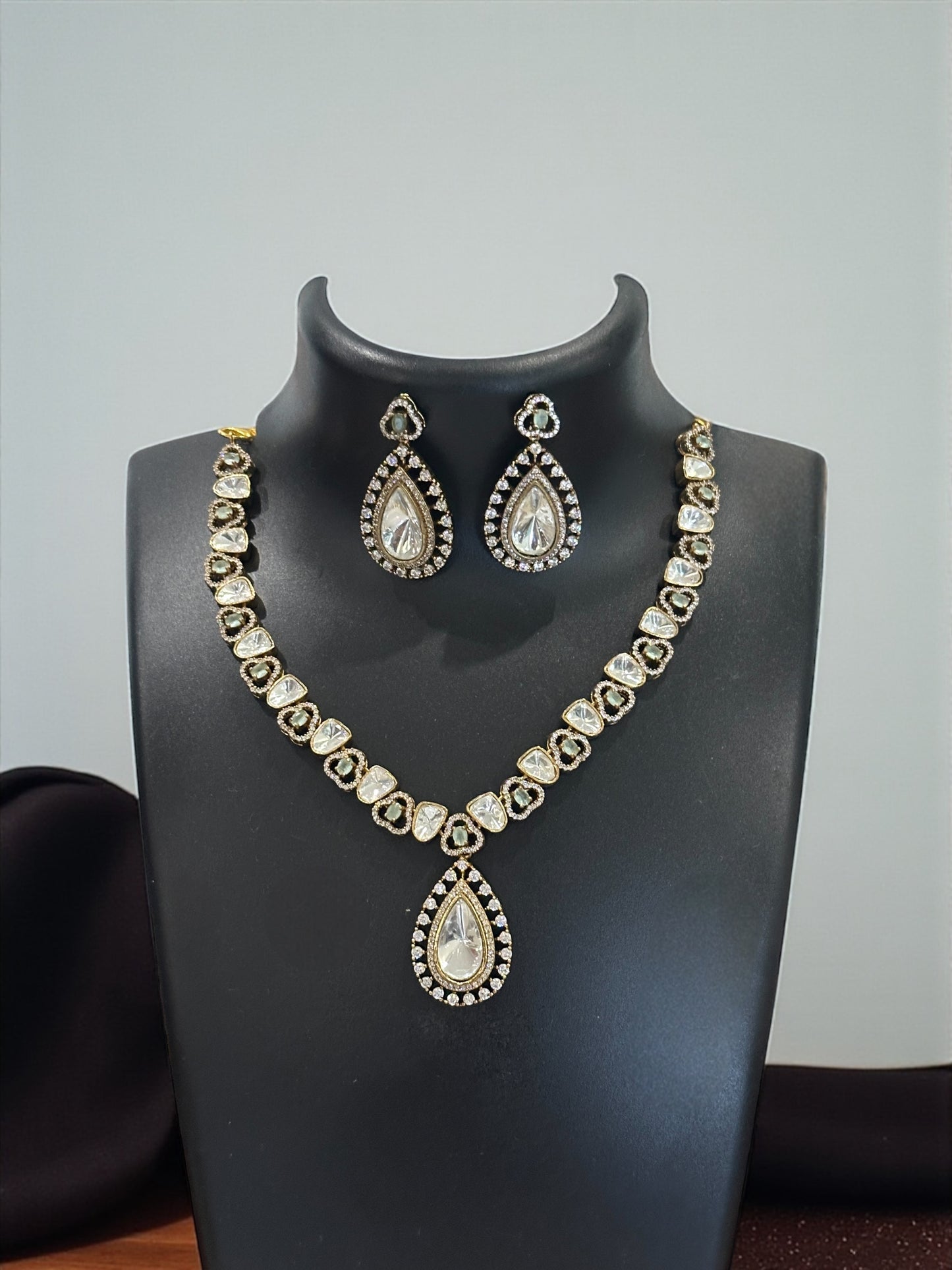 Elan Teardrop Moissanite Necklace Set