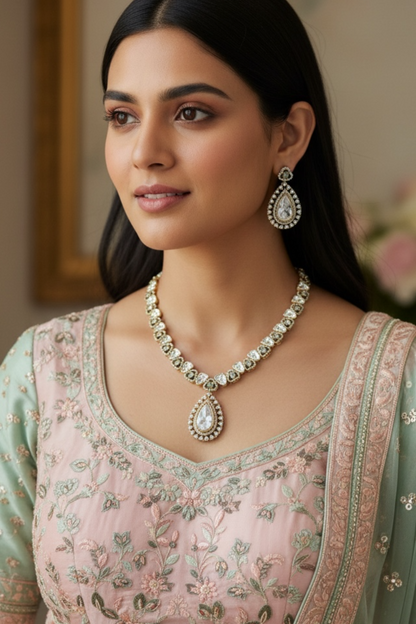 Elan Teardrop Moissanite Necklace Set