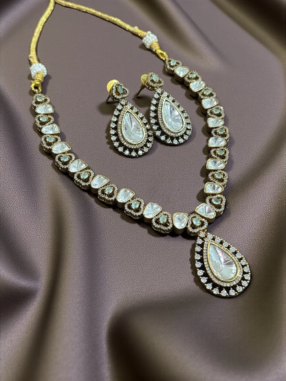 Elan Teardrop Moissanite Necklace Set