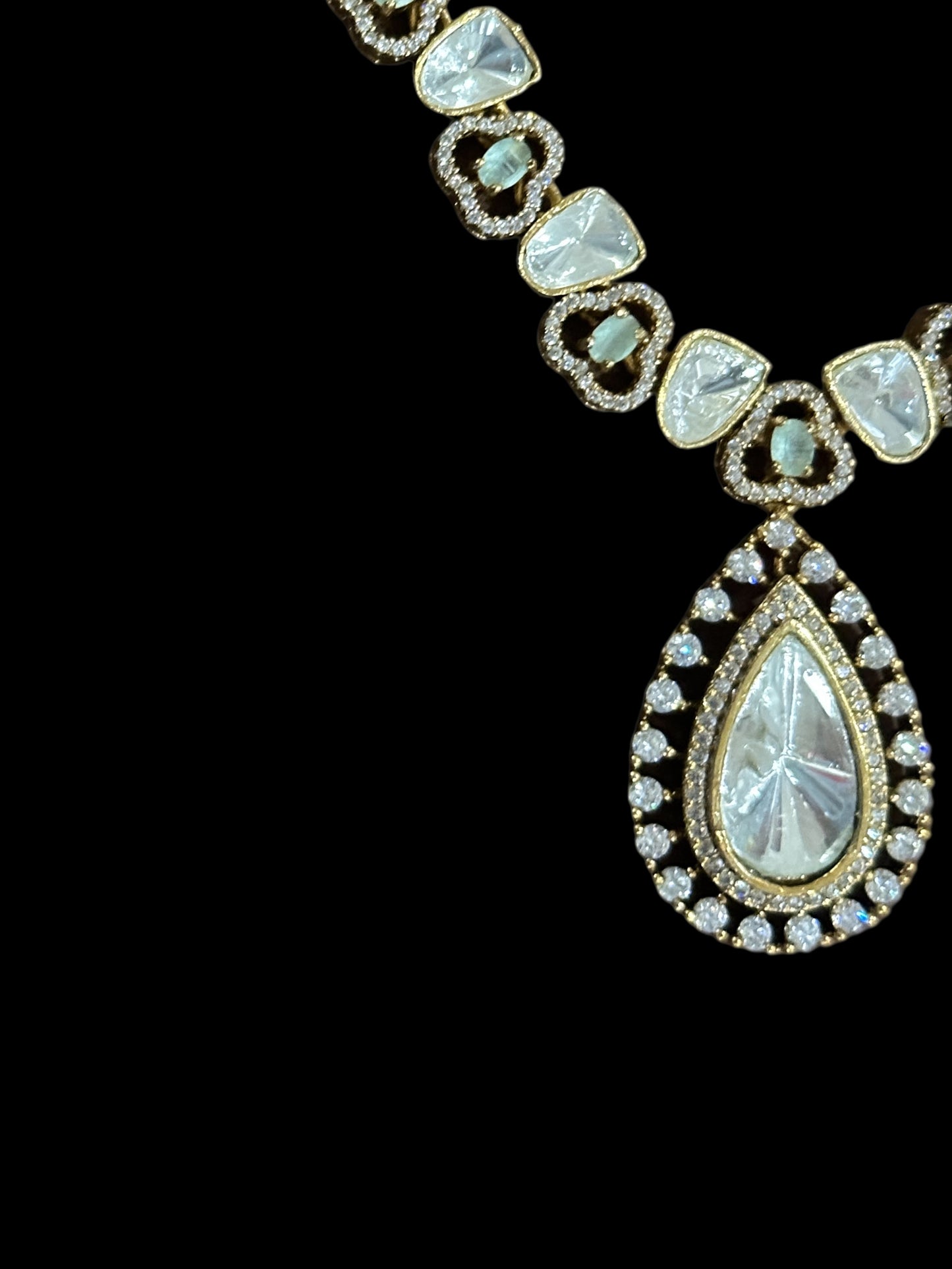 Elan Teardrop Moissanite Necklace Set