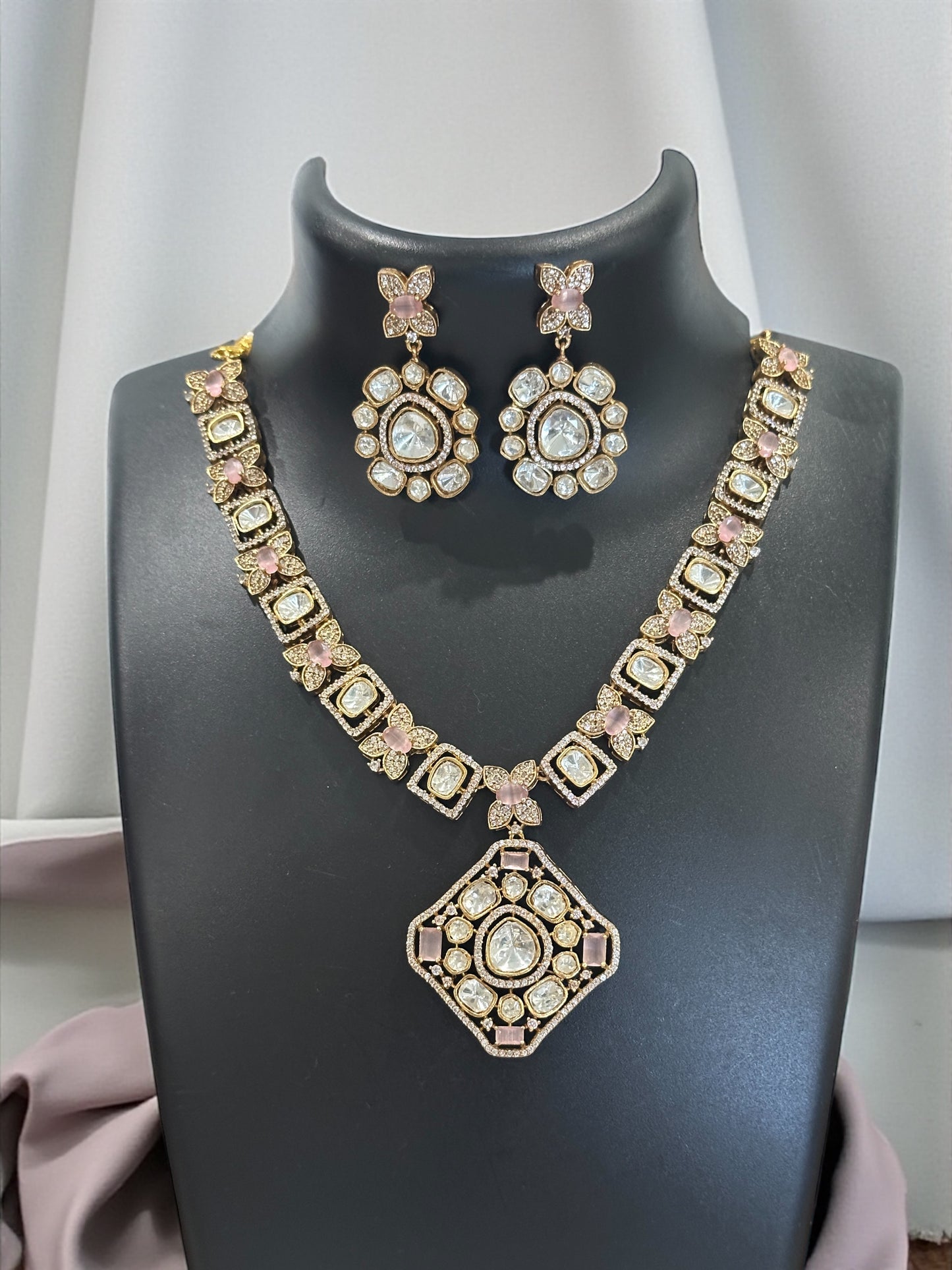 Roselle Moissanite Victorian Necklace Set