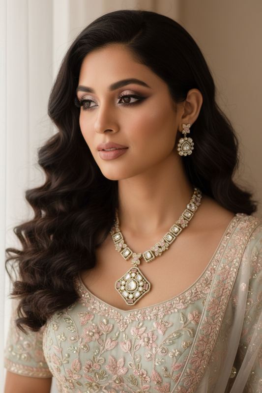 Roselle Moissanite Victorian Necklace Set