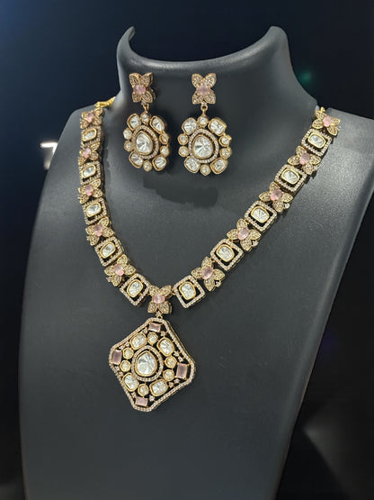 Roselle Moissanite Victorian Necklace Set